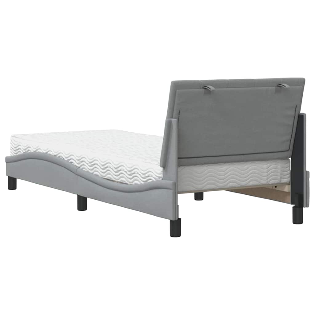 Bed with Mattress "Hanko" Light Grey 90x200 cm Fabric
