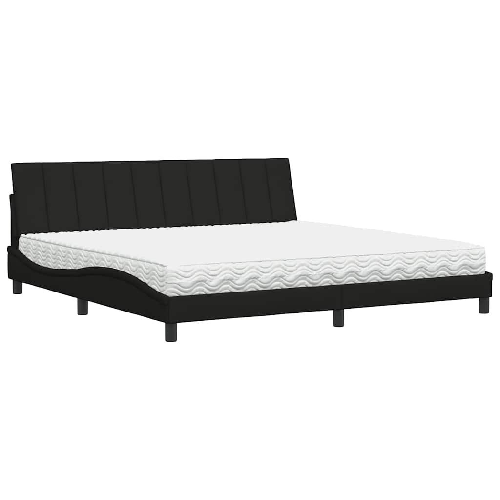 Bed with Mattress "Hanko" Black 200x200 cm Fabric