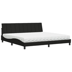 Bed with Mattress "Hanko" Black 200x200 cm Fabric