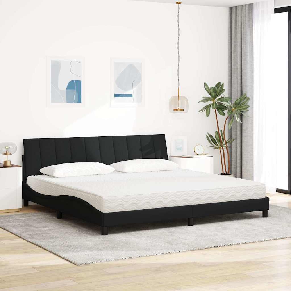 Bed with Mattress "Hanko" Black 200x200 cm Fabric