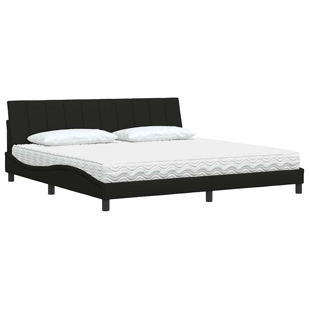 Bed with Mattress "Hanko" Black 200x200 cm Fabric