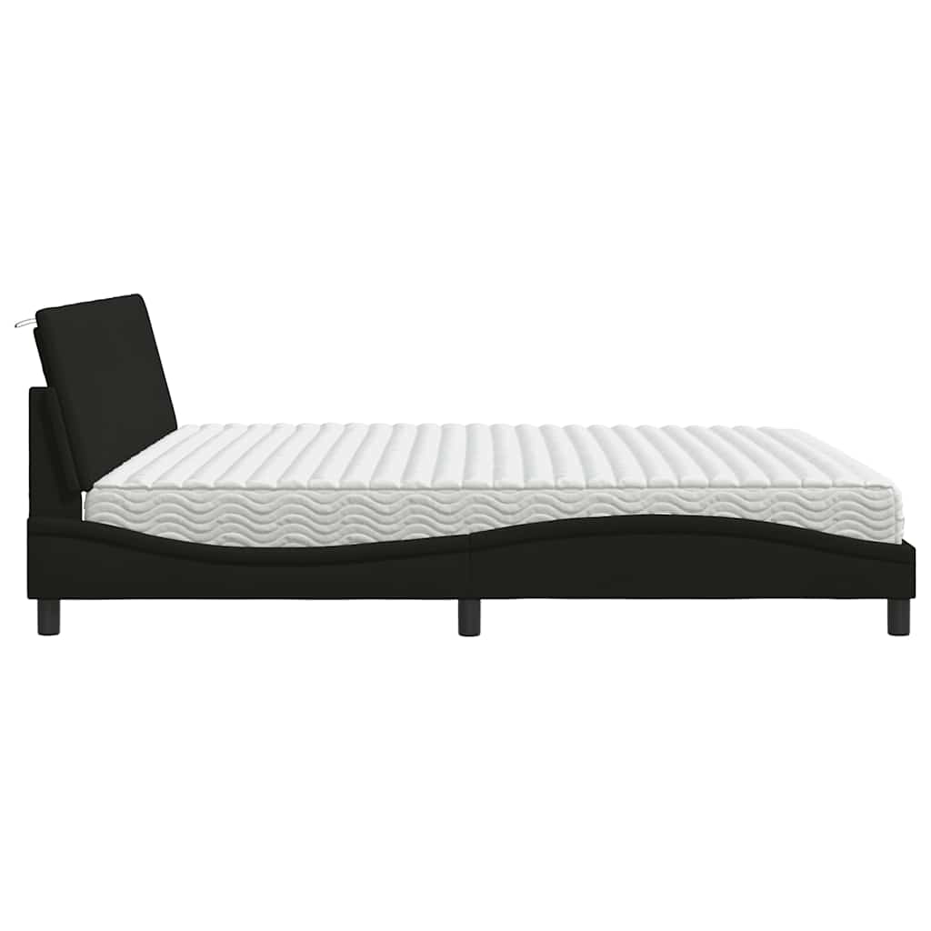 Bed with Mattress "Hanko" Black 200x200 cm Fabric