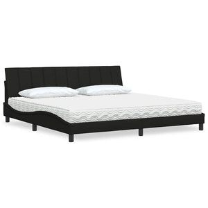 Bed with Mattress "Hanko" Black 200x200 cm Fabric