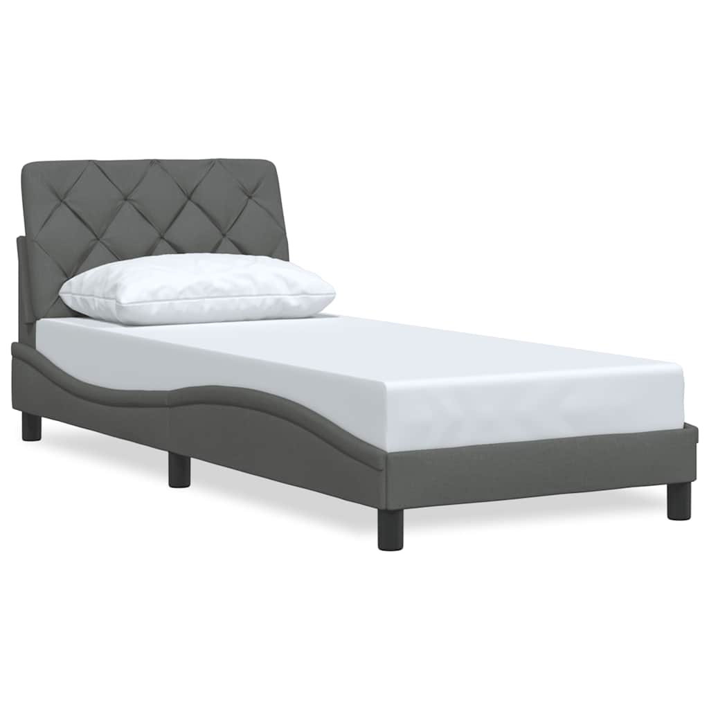 Bed Frame without Mattress Dark Grey 80x200 cm Fabric