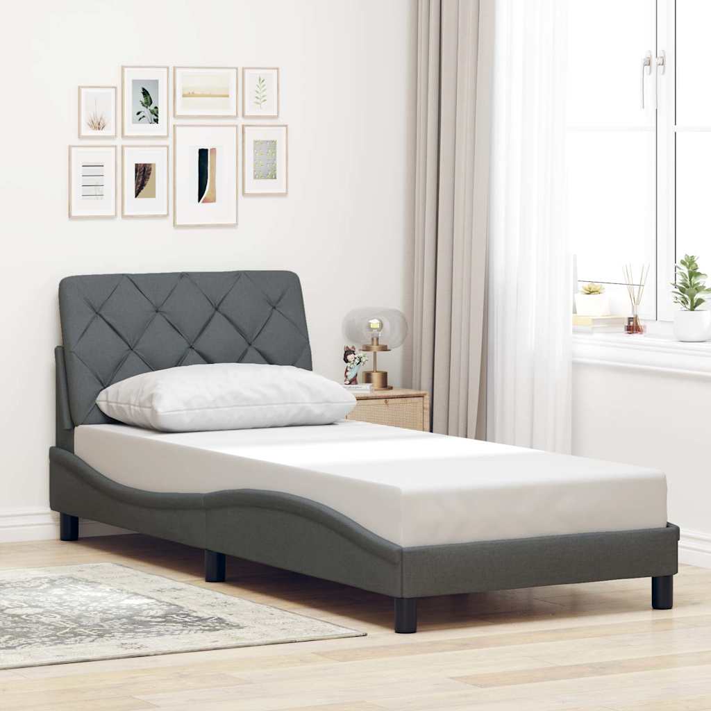 Bed Frame without Mattress Dark Grey 80x200 cm Fabric