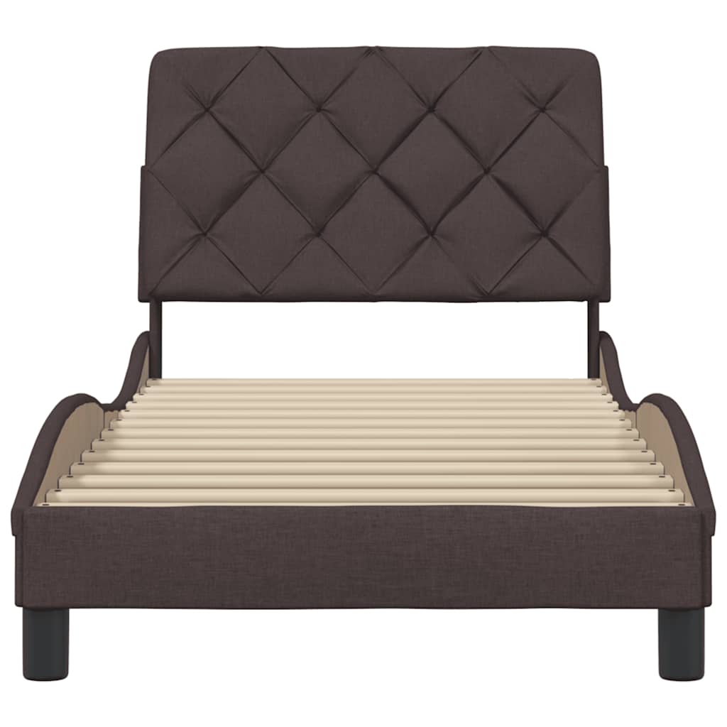 Bed Frame without Mattress Dark Brown 90x190 cm Fabric