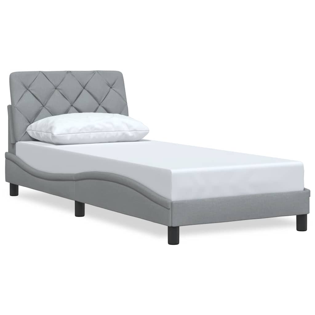Bed Frame without Mattress Light Grey 90x200 cm Fabric
