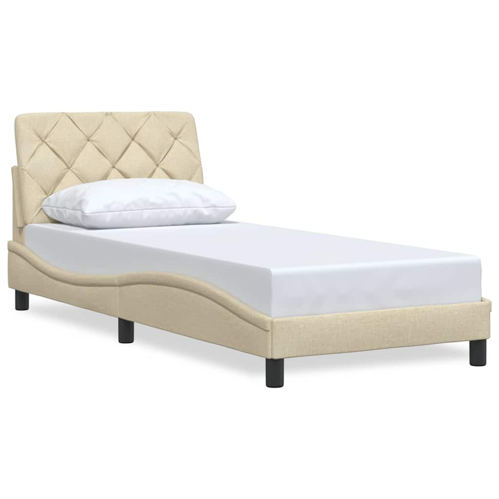 Bed Frame without Mattress Cream 90x200 cm Fabric