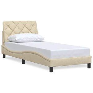 Bed Frame without Mattress Cream 90x200 cm Fabric