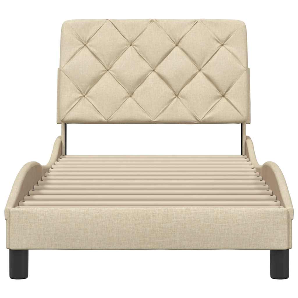 Bed Frame without Mattress Cream 90x200 cm Fabric