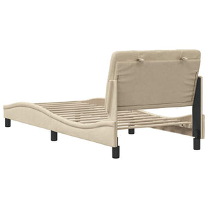 Bed Frame without Mattress Cream 90x200 cm Fabric