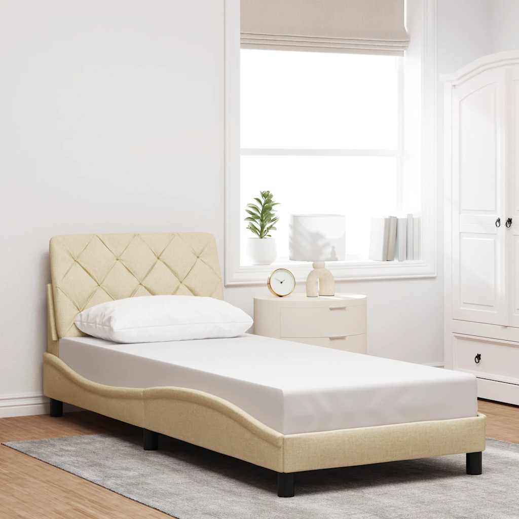 Bed Frame without Mattress Cream 90x200 cm Fabric