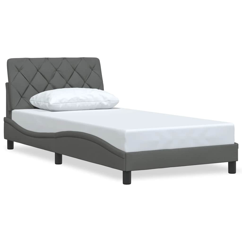 Bed Frame without Mattress Dark Grey 100x200 cm Fabric