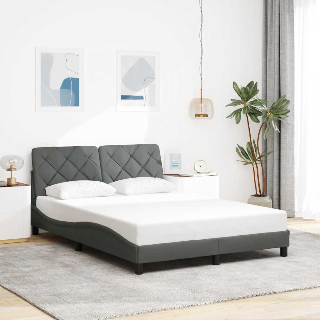 Bed Frame without Mattress Dark Grey 120x200 cm Fabric
