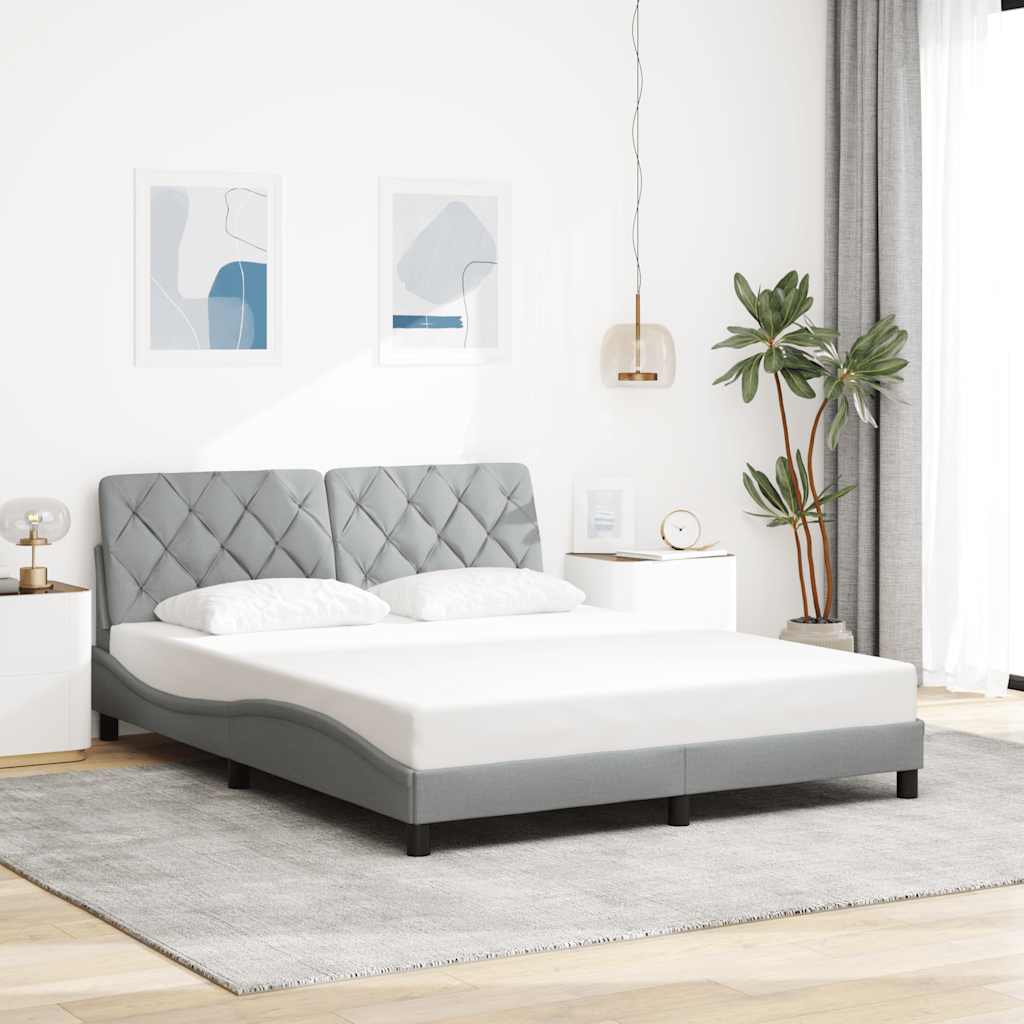Bed Frame without Mattress Light Grey 160x200 cm Fabric
