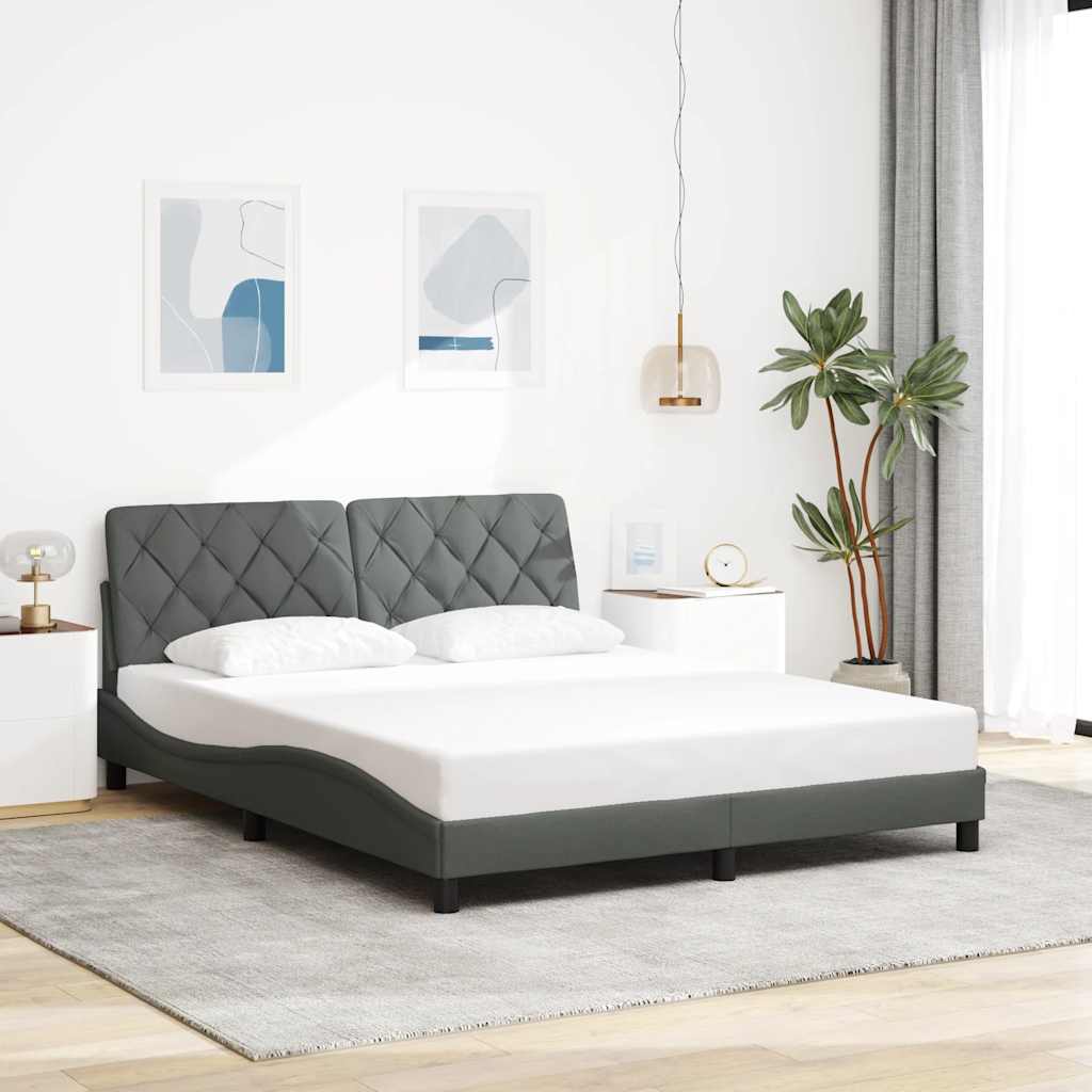 Bed Frame without Mattress Dark Grey 160x200 cm Fabric