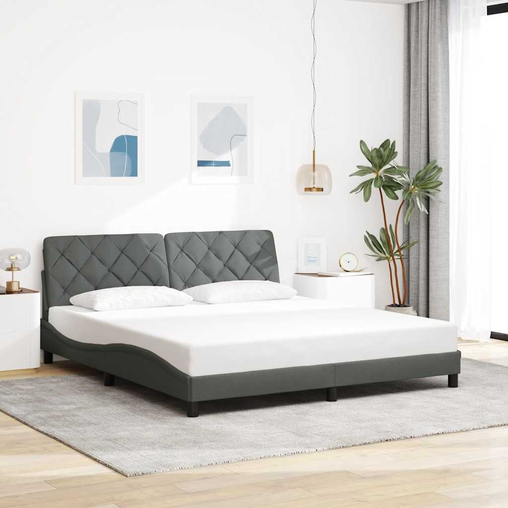 Bed Frame without Mattress Dark Grey 180x200 cm Fabric