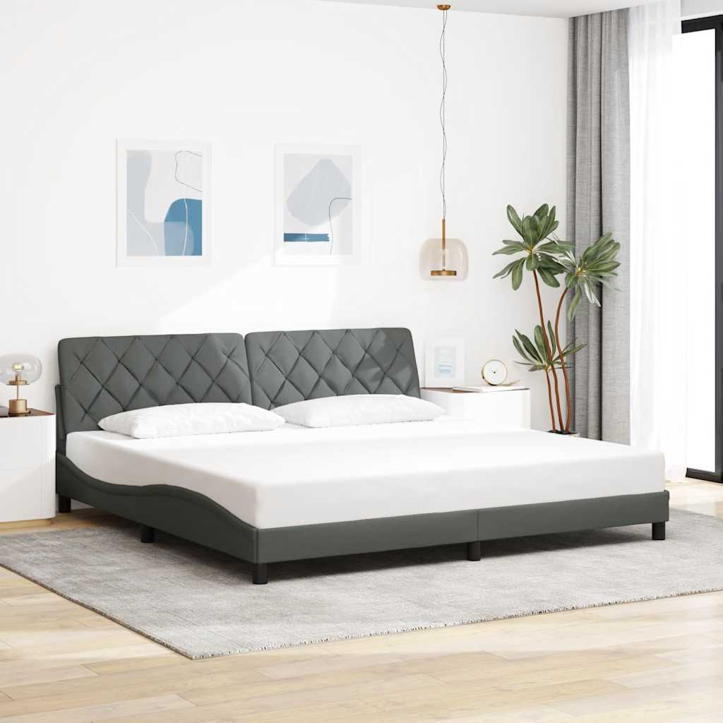 Bed Frame without Mattress Dark Grey 200x200 cm Fabric