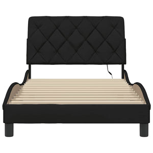 Bed Frame with LED without Mattress Black 100x200 cm Fabric