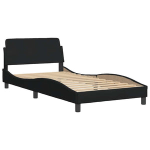 Bed Frame with LED without Mattress Black 100x200 cm Fabric