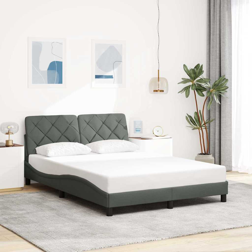Bed Frame with LED without Mattress Dark Grey 120x200 cm Fabric