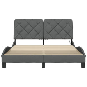Bed Frame with LED without Mattress Dark Grey 120x200 cm Fabric