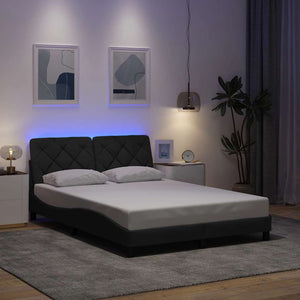Bed Frame with LED without Mattress Dark Grey 120x200 cm Fabric