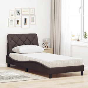 Bed with Mattress Dark Brown 90x190 cm Fabric