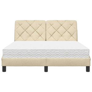 Bed with Mattress Cream 140x190 cm Fabric