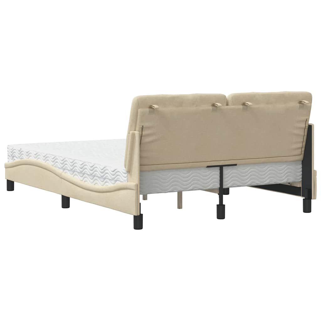 Bed with Mattress Cream 140x190 cm Fabric