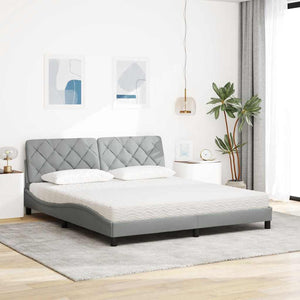 Bed with Mattress Light Grey 180x200 cm Fabric