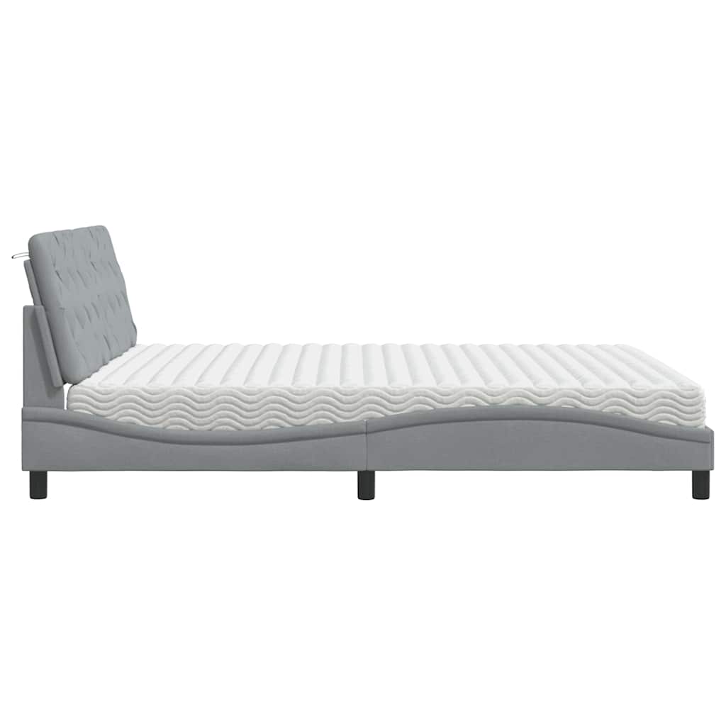 Bed with Mattress Light Grey 180x200 cm Fabric