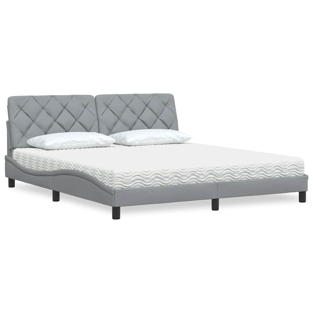 Bed with Mattress Light Grey 180x200 cm Fabric