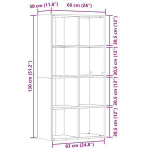 Bokhylla artisan ek 66x30x130 cm konstruerat trä