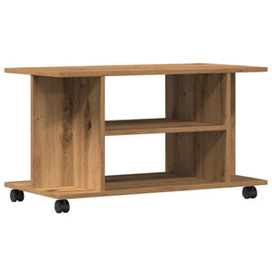 Tv-bänk med hjul artisian ek 80x40x45 cm konstruerat trä
