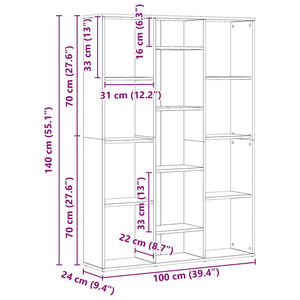 Rumsavdelare/bokhylla ek 100x24x140 cm konstruerat trä