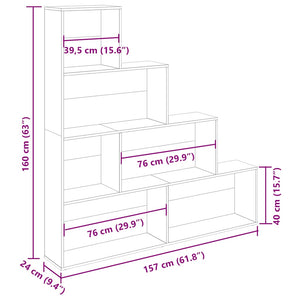 Bokhylla gammalt trä 157x24x160 cm konstruerat trä