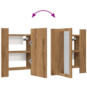 Spegelskåp för badrum LED ek 40x12x45 cm konstruerat trä