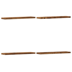 Vägghyllor 4 st åldrat trä 40x10x1,5 cm konstruerat trä