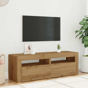 TV-bänk med LED-lampor artisan ek 120x35x40 cm konstruerat trä