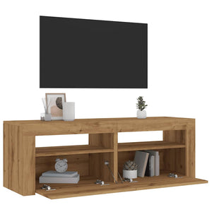 TV-bänk med LED-lampor artisan ek 120x35x40 cm konstruerat trä