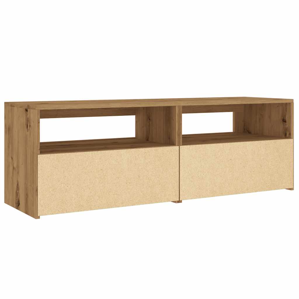 TV-bänk med LED-lampor artisan ek 120x35x40 cm konstruerat trä