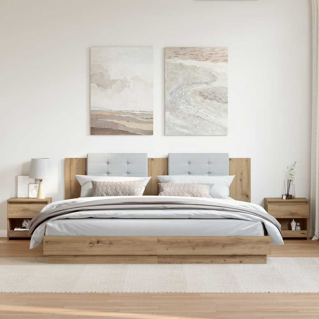 Sängskåp 2 st, hantverksmässig ek 40x30x39 cm konstruerat trä