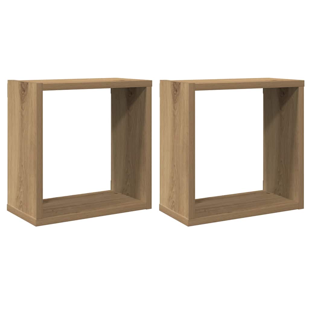 Vägghylla kubformad 2 st artisan ek 30x15x30 cm konstruerat trä