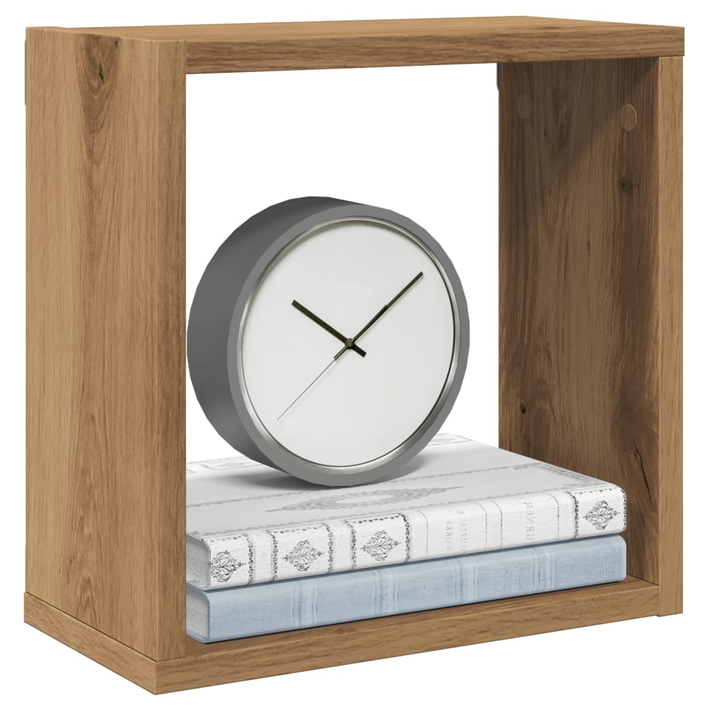 Vägghylla kubformad 4 st artisan ek 30x15x30 cm konstruerat trä