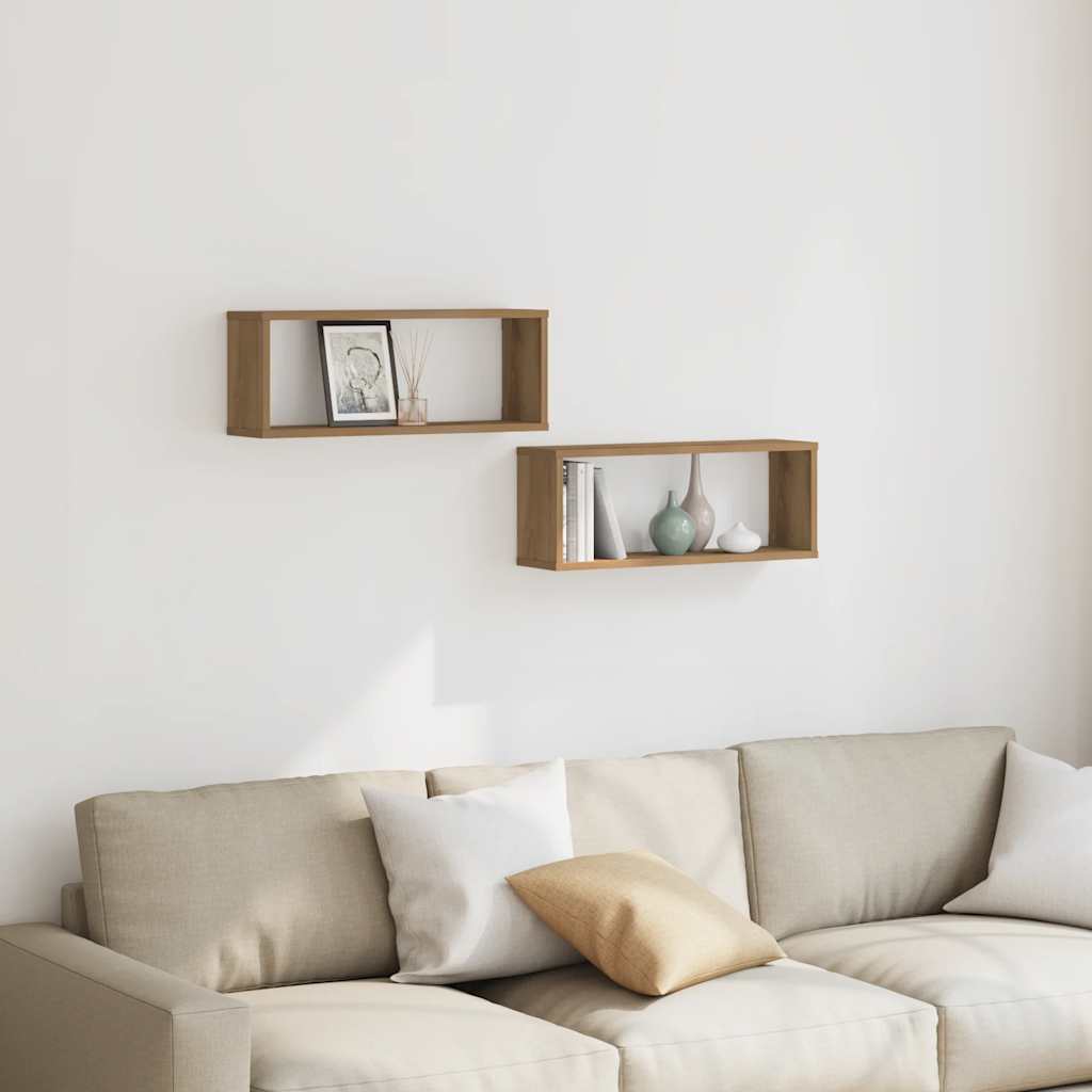 Vägghylla kubformad 2 st artisan ek 60x15x23 cm konstruerat trä