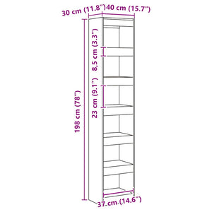Bokhylla/rumsavdelare hantverksmässig ek 40x30x198 cm