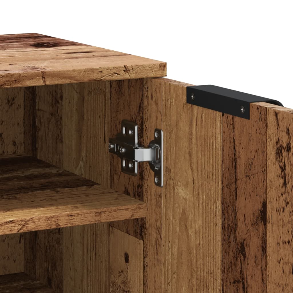 Skoskåp åldrat trä 29,5x35x100,5 cm konstruerat trä