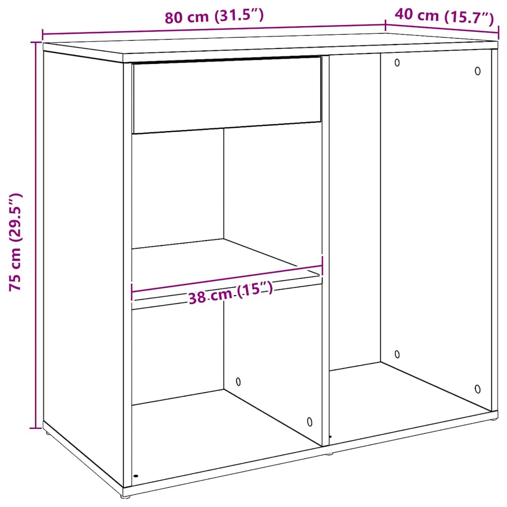 Kosmetiskt skåp hantverksmässig ek 80x40x75 cm konstruerat trä