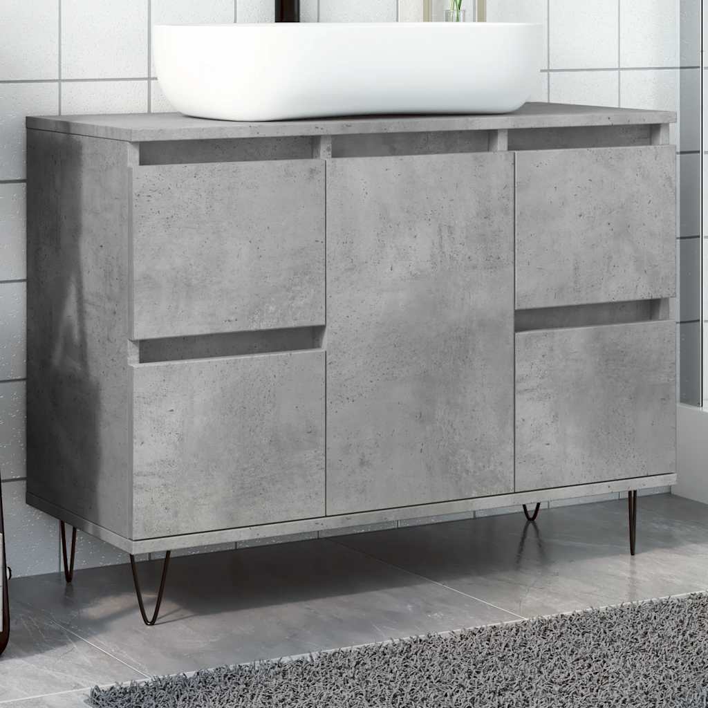 Badrumsskåp betonggrå 80x33x60 cm konstruerat trä